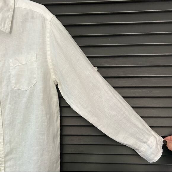 Janie and Jack 100% Linen, White Casual Button Down Shirt, Size 5 - Picture 5 of 9